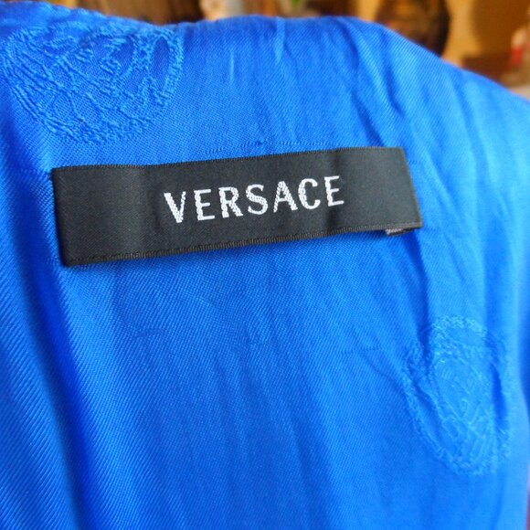 Versace Cobalt Blue Wool Sheath Dress w/Black Beading Detail Size IT 38 - US 6 - Picture 14 of 16